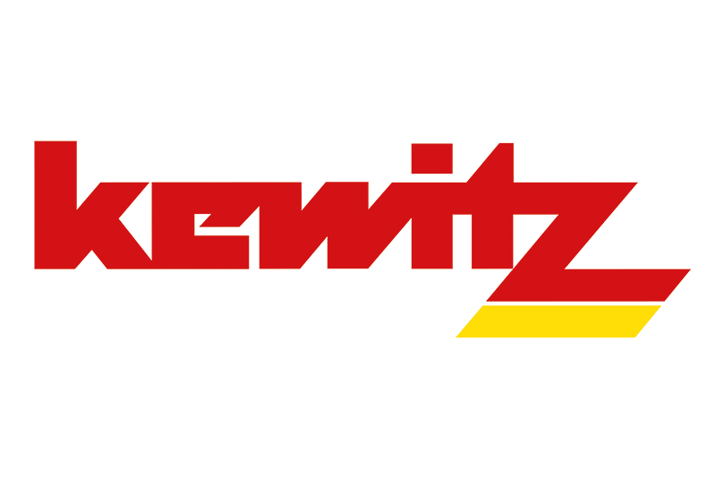Schriftzug kewitz in roter Farbe, das Z am Ende hat noch einen gelben Streifen darunter.