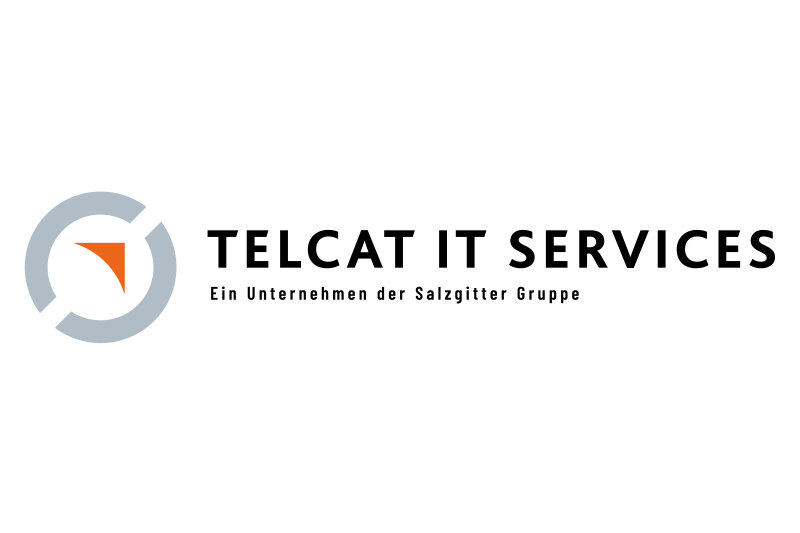 Schriftzug Telcat IT Services (ein Unternehmen der Salzgitter Gruppe)