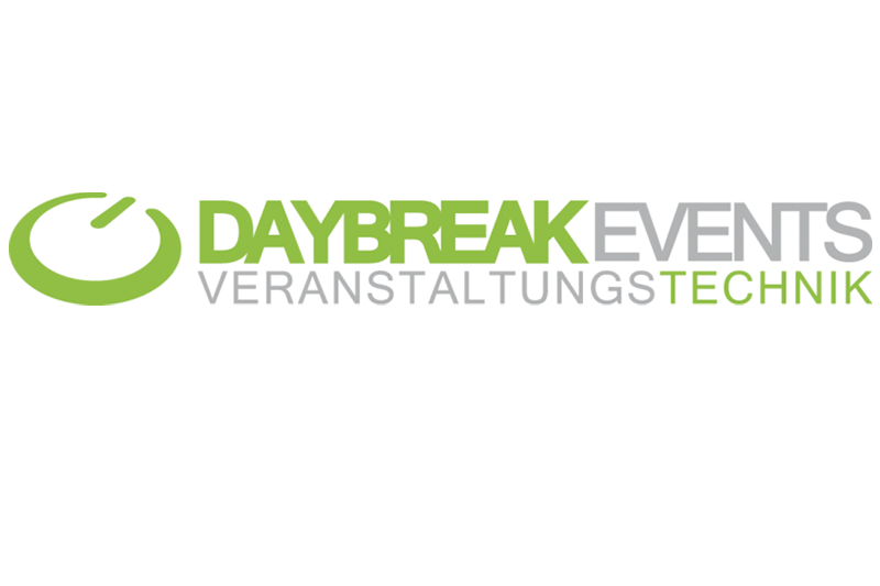 Schriftzug des Logos Daybreak Events Veranstaltungstechnik