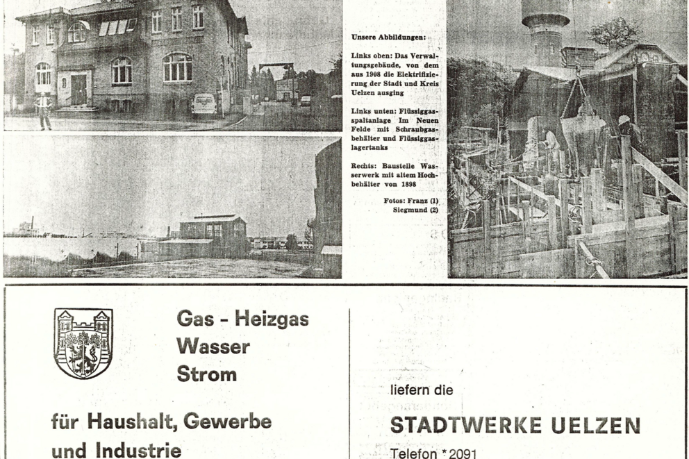 Alte Zeitungsanzeige der Stadtwerke Uelzen zum Thema Gas